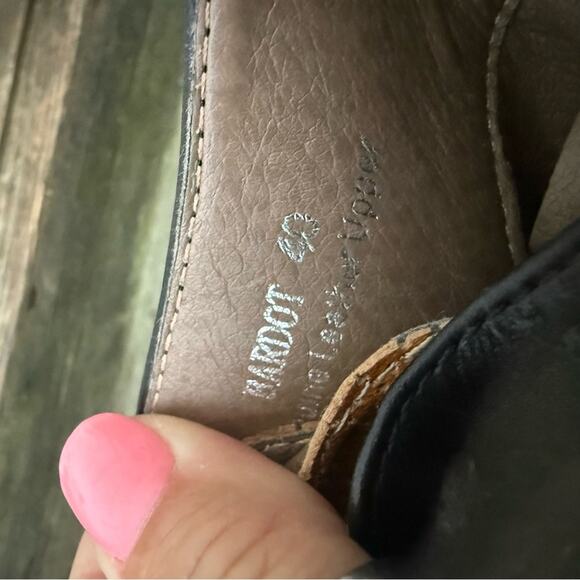 L'Artiste Spring Step Bardot derby Oxford leather colorblock heel 40 brown black - Picture 9 of 9